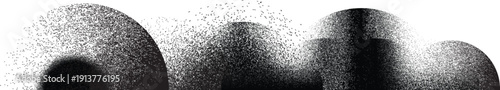 Sprayed black half circles composition .Graffiti art design . Noise textured semi circles . Spray effect .Grunge texture .Art design forms.Distressed element .Rough roller paint semicircles .Vector