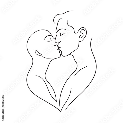 Modern Couple Abstract Outline Art.