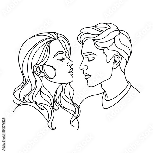 Simple Romantic Pair Line Artwork.