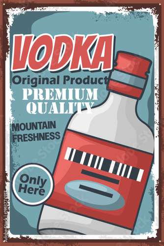 Premium Vodka Bottle Vector Promotional Poster
