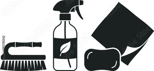 Eco-friendly cleaning supplies for natural household maintenance concept
