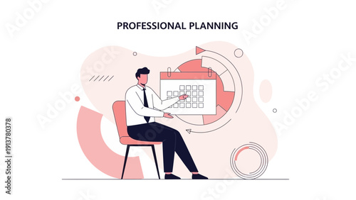 Businessman planning schedule on calendar, professional strategy and organization concept