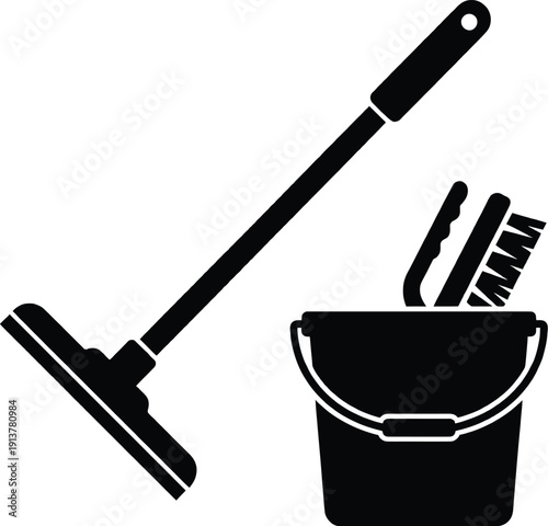 Window washing equipment with squeegee and spray bottle