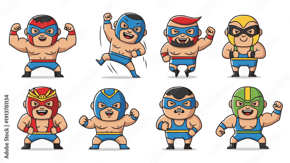 Fototapeta premium Kids Wrestler Mascot Characters