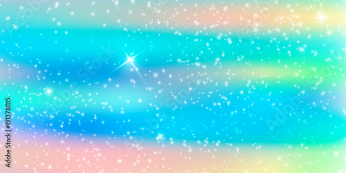 Unicorn magical bokeh background with pastel rainbow gradient and sparkling stars for fantasy design. Soft pink, purple and blue colors with glowing light effects. Dreamy fairy tale atmosphere.