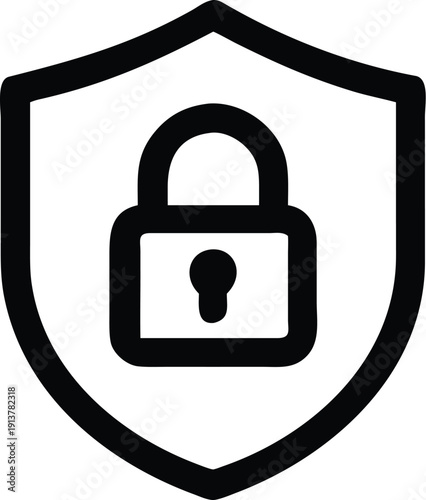 A shield icon with a padlock symbolizing data security and protection.