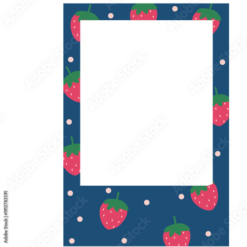 cute strawberry red drak blue polaroid frame