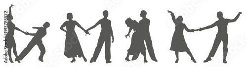 Ballroom dance couple silhouette collection