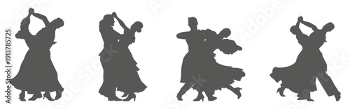 Ballroom dance couple silhouette collection