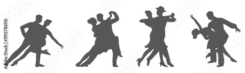 Ballroom dance couple silhouette collection