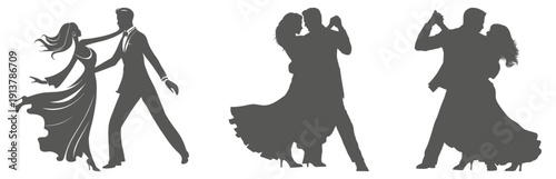Ballroom dance couple silhouette collection