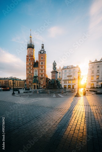 Central market square of Krakow in Poland
