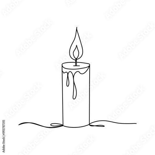 Memorial Day tOne line continuous three candle. Silhouette of burning memorial ceremony church tradition.Candle continuous one line drawing. Burning candle symbol. Vector illustration icon,