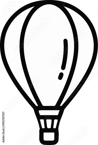 Minimalist outline icon of a hot air balloon with a basket