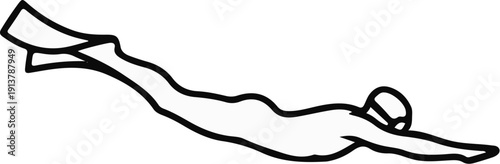 Minimalist outline of a swimmer in mid-dive with flippers