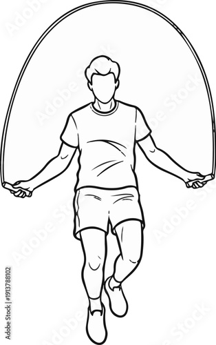 Line art illustration of a person jumping rope