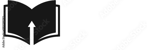 Open book with an upward arrow inside, symbolizing learning and growth