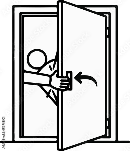 Person opening a door with an arrow indicating push