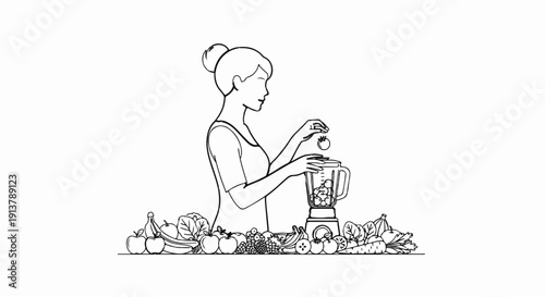 Person prepares a healthy drink with fresh fruits and vegetables in a blender