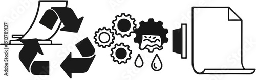 Recycling process with gears and paper output