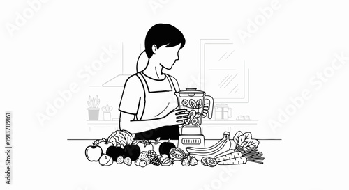 Person preparing a healthy smoothie with fresh fruits and vegetables in a kitchen