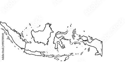 Outline map of Indonesia showing numerous islands and archipelagos