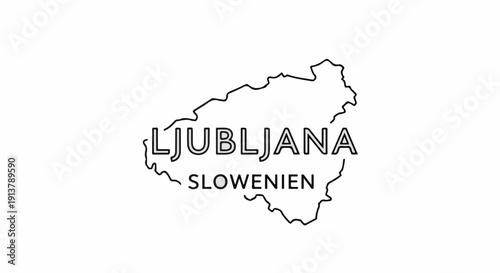 Outline map of Slovenia's capital, Ljubljana, with country name