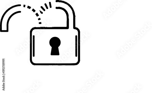 Outline of an unlocked padlock with a keyhole, symbolizing freedom