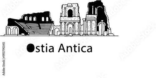 Ruined ancient structures with arches and stairs, under a clear sky