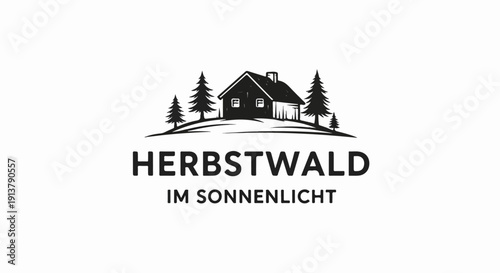 Rustic cabin nestled among pine trees under sunny sky