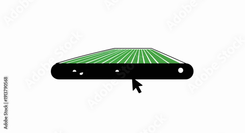 Perspective view of a conveyor belt with green striped pattern and a cursor