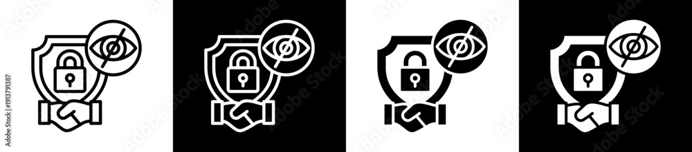 Εκτύπωση καμβά Confidentiality Icon Set In Black And White Filled Style Collection