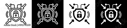 Cyber Resilience Icon Set In Black And White Filled Style Collection