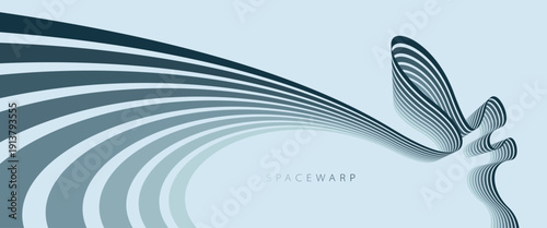 Mist oblivion theme vector abstract background with 3D lines in perspective, dystopian gloomy graphic design wallpaper with curve stripes.