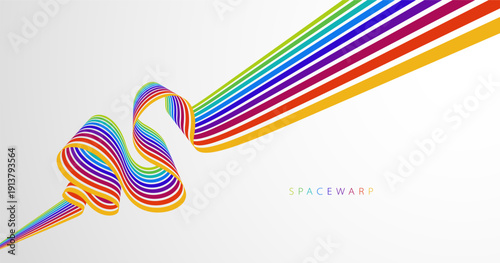 3D lines in 3D perspective colored in rainbow colors vector abstract background, bright wallpaper with dimensional curvy stripes.