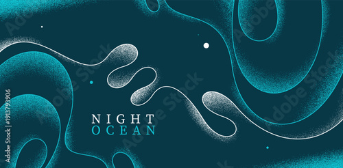 Seashore in the night abstract linear vector background, dark ocean water and sand on waves calming and relaxing abstract art, curvy lines and textures minimal graphics.