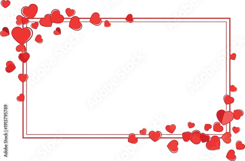 Valentine's Day illustration with hearts and frame, love symbol, heart-shaped decoration, romantic theme, festive design