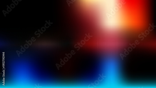 Abstract vector black background with colorful liquid mesh gradients and soft light leaks. Modern dark template with orange, blue, cyan and red vibrant glows.
