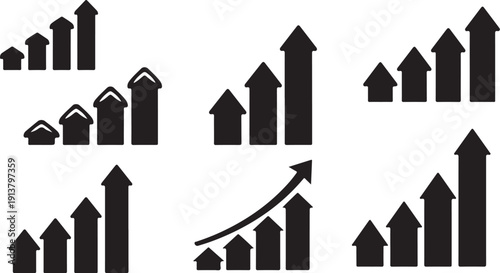 Black Arrows Pointing Upward on White Background Graphic Design