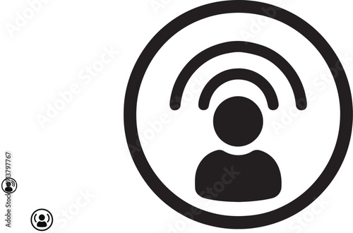 Professional contact signal symbol inside round boundary icon vector silhouette communication sign.