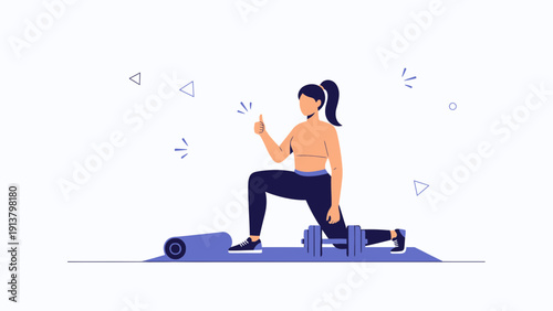 Woman performing lunges with dumbbells, fitness and healthy lifestyle concept
