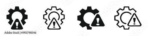 Troubleshoot filled and line vector icons set. Troubleshoot icon designs

