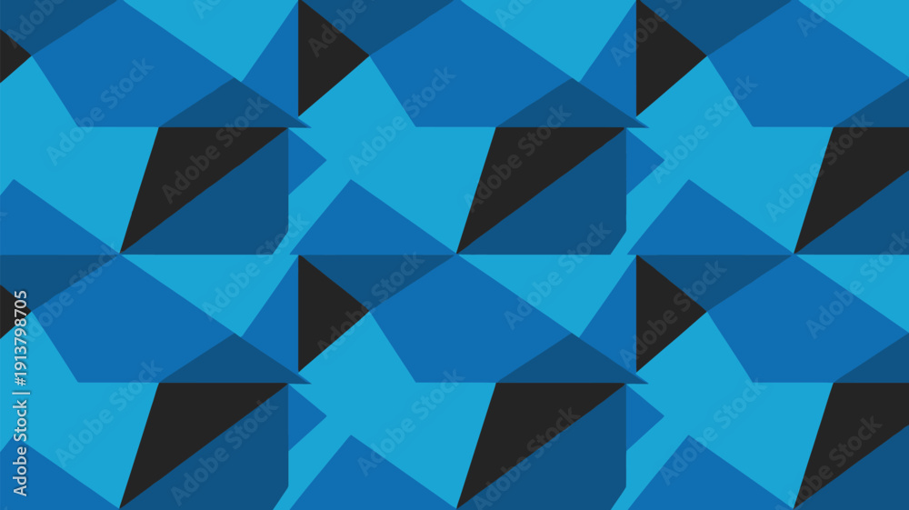 Fototapeta premium Modern geometric pattern with blue and black triangles