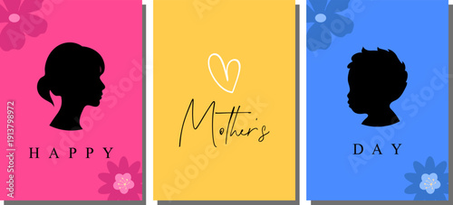 Set of Mother’s Day Card Happy Mothers Day Greeting Card Bundle