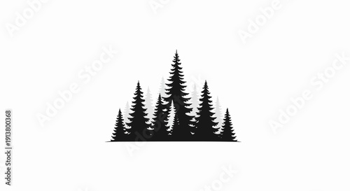 Silhouette of a dense forest with varying tree heights and shades