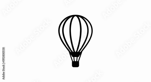 Silhouette of a hot air balloon with a basket against a white background