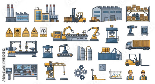 Industrial factory production manufacturing equipment and machinery collection.