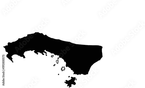 Silhouette of an archipelago with intricate coastlines against a white background