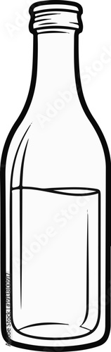 Simple line drawing of a glass bottle filled with liquid, capped