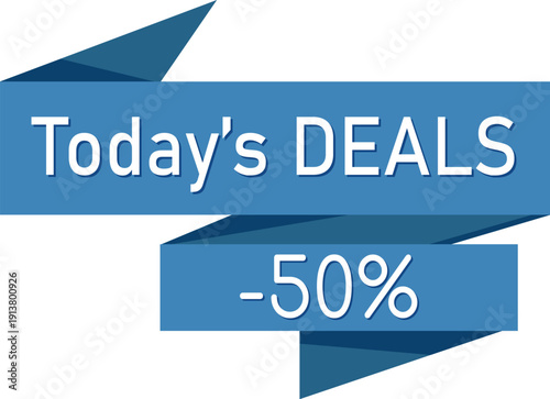 Blue banner with today's deals and 50 percent off text discount